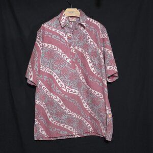 Go Barefoot Made in USA 1/4 Button Hawaiian Shirt - Brick Blue Floral - Sz M*